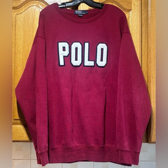 Ralph Lauren Other - Vintage 90’s Polo Ralph Lauren Spell Out Men's Burgundy Crewneck Sweatshirt XL